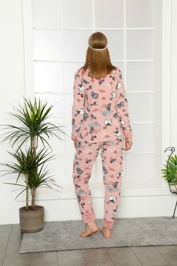 Moda Çizgi Polar Kadın Pijama Takımı
