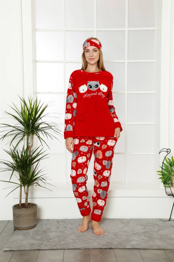 Moda Çizgi Polar Kadın Pijama Takımı