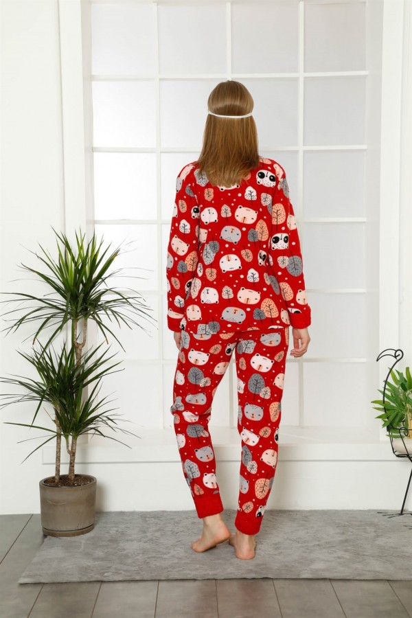 Moda Çizgi Polar Kadın Pijama Takımı