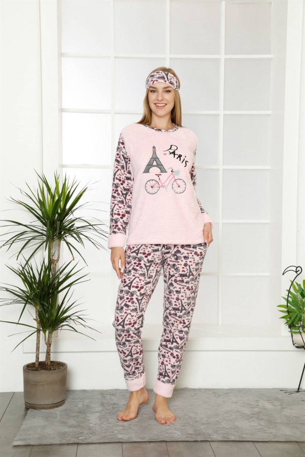 Moda Çizgi Polar Kadın Pijama Takımı