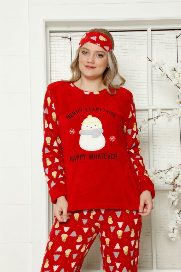 Moda Çizgi Polar Kadın Pijama Takımı