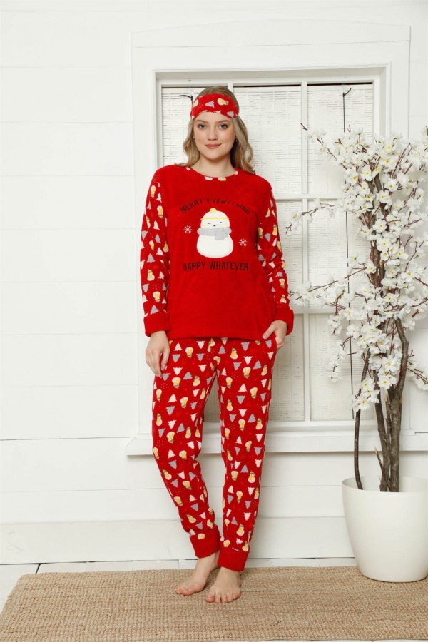 Moda Çizgi Polar Kadın Pijama Takımı