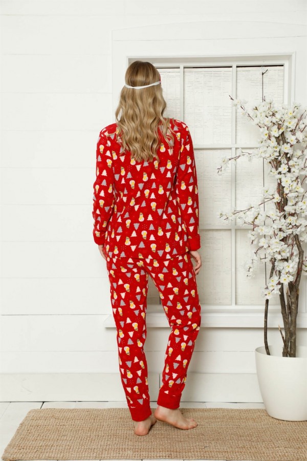 Moda Çizgi Polar Kadın Pijama Takımı