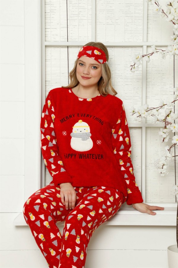 Moda Çizgi Polar Kadın Pijama Takımı