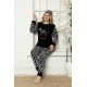Moda Çizgi Polar Kadın Pijama Takımı