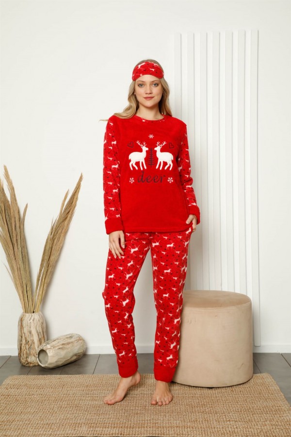 Moda Çizgi Polar Kadın Pijama Takımı