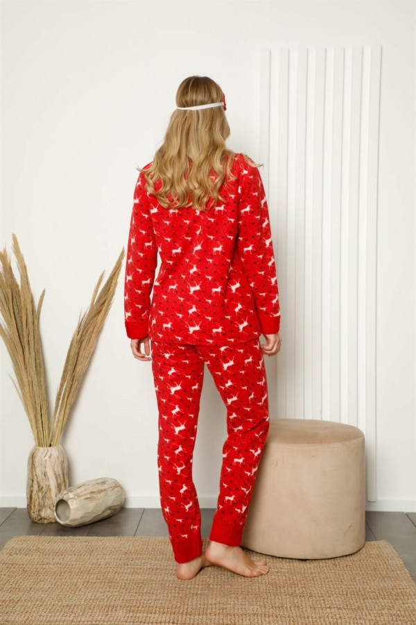 Moda Çizgi Polar Kadın Pijama Takımı