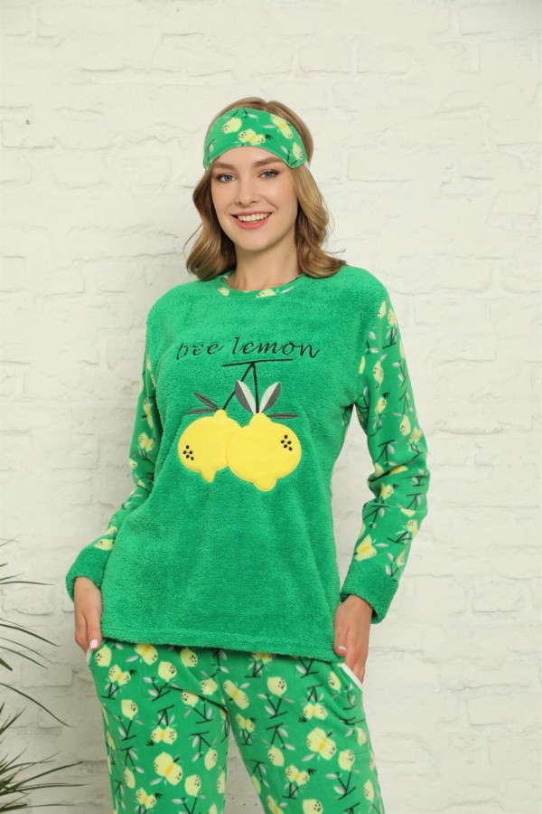Moda Çizgi Polar Kadın Pijama Takımı