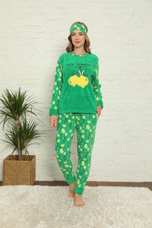 Moda Çizgi Polar Kadın Pijama Takımı
