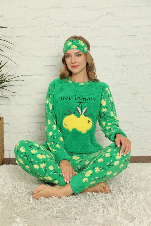 Moda Çizgi Polar Kadın Pijama Takımı