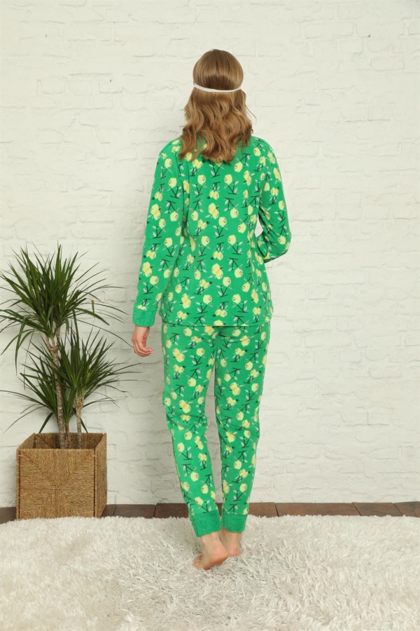 Moda Çizgi Polar Kadın Pijama Takımı