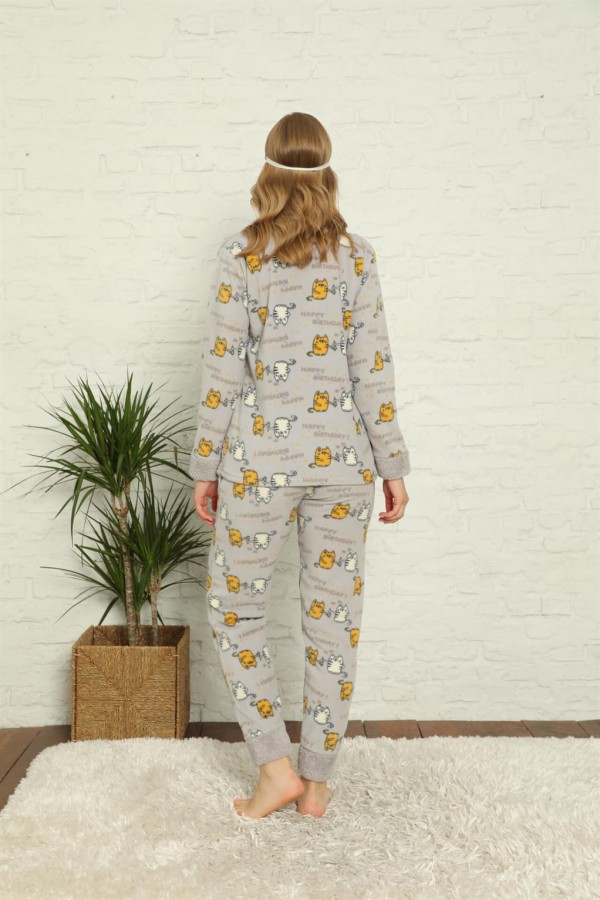 Moda Çizgi Polar Kadın Pijama Takımı