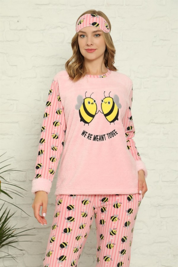 Moda Çizgi Polar Kadın Pijama Takımı