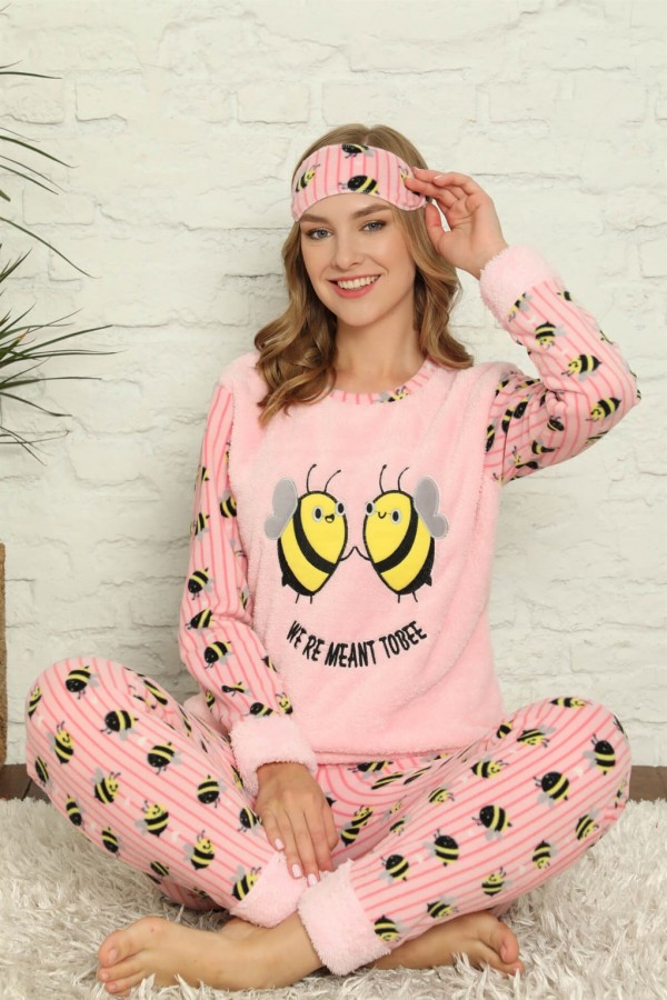 Moda Çizgi Polar Kadın Pijama Takımı