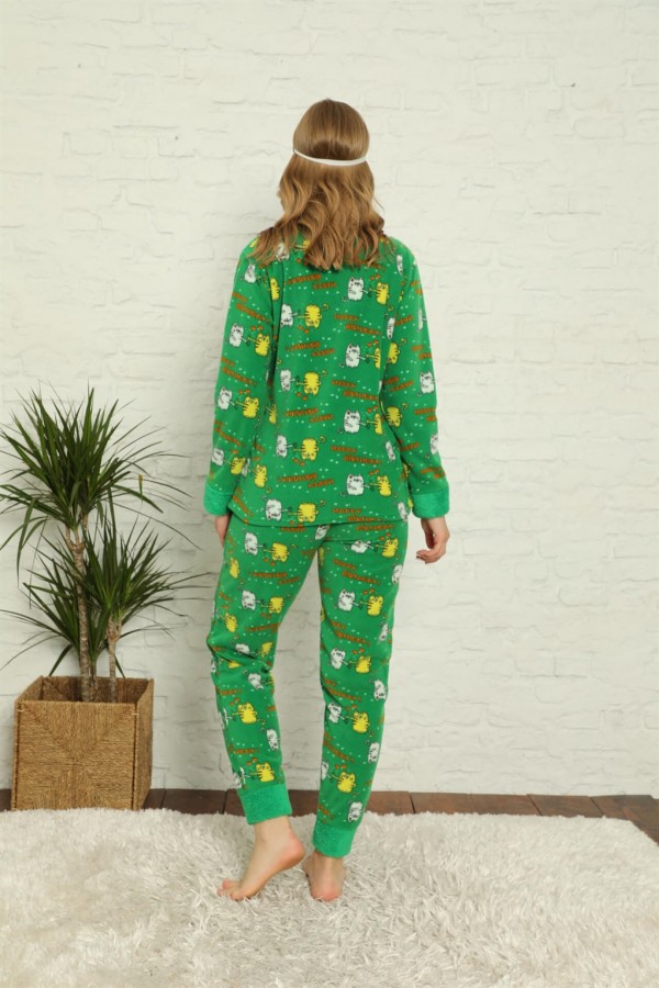 Moda Çizgi Polar Kadın Pijama Takımı