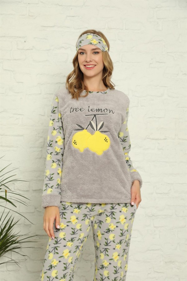 Moda Çizgi Polar Kadın Pijama Takımı