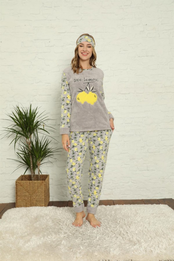 Moda Çizgi Polar Kadın Pijama Takımı