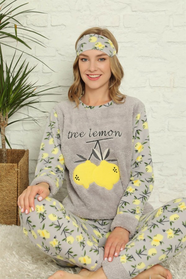 Moda Çizgi Polar Kadın Pijama Takımı