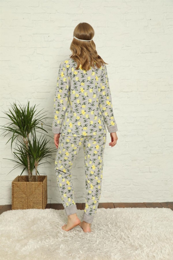 Moda Çizgi Polar Kadın Pijama Takımı