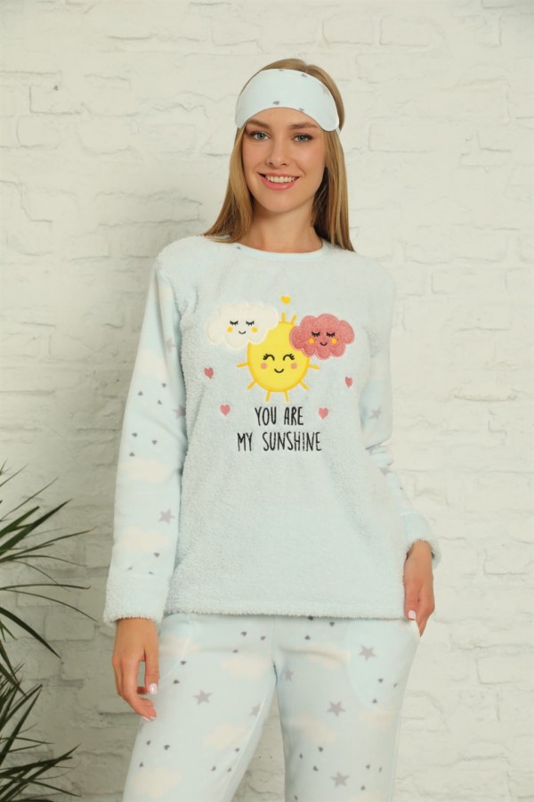 Moda Çizgi Polar Kadın Pijama Takımı