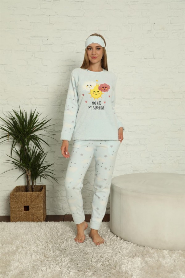 Moda Çizgi Polar Kadın Pijama Takımı