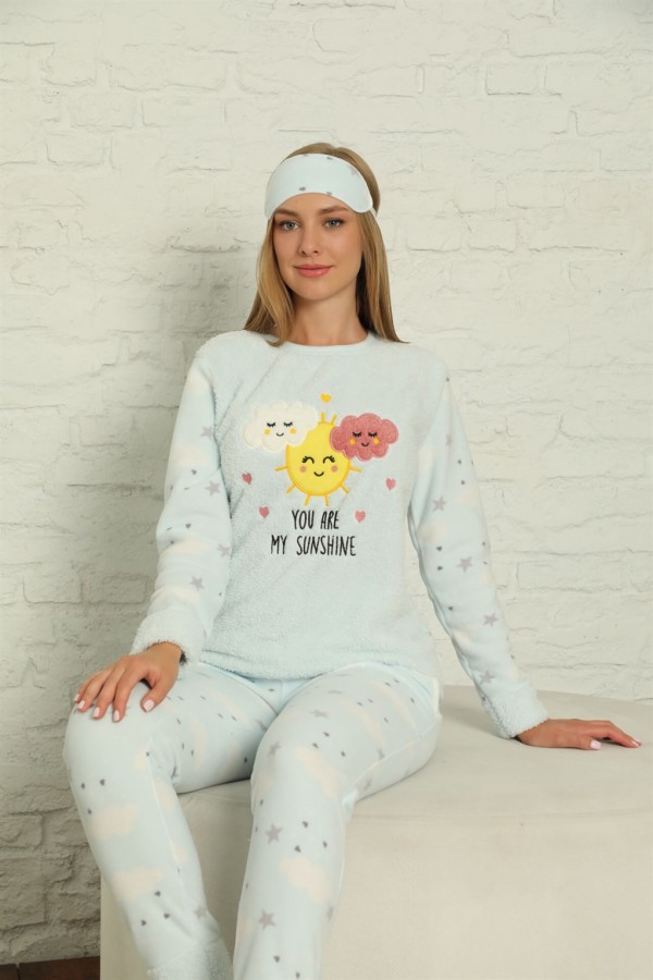 Moda Çizgi Polar Kadın Pijama Takımı