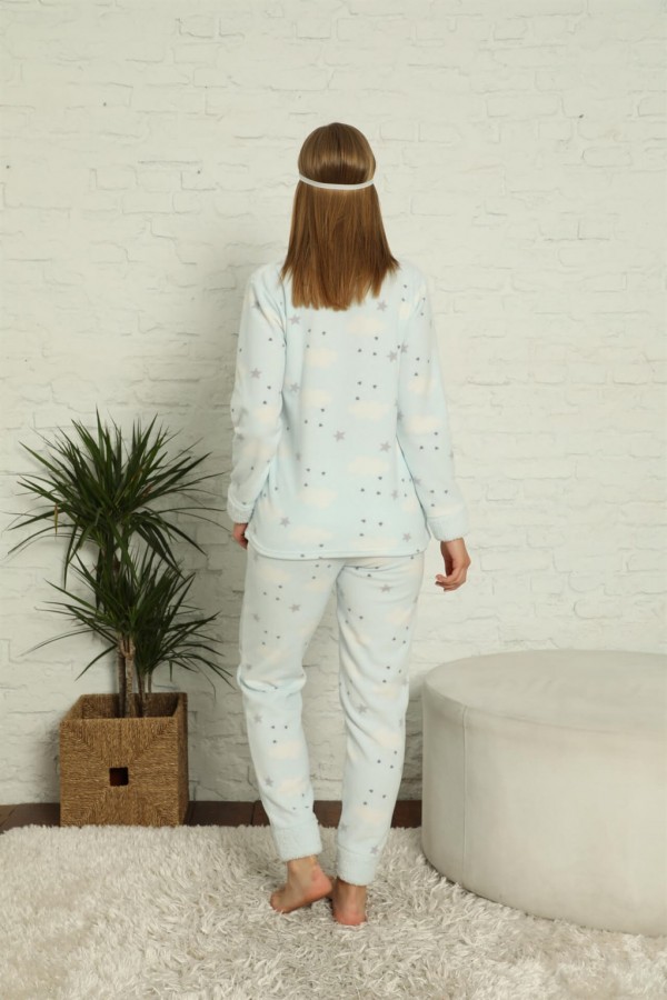 Moda Çizgi Polar Kadın Pijama Takımı