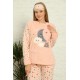 Moda Çizgi Welsoft Polar Kadın Manşetli Pijama Takımı 8436