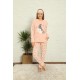 Moda Çizgi Welsoft Polar Kadın Manşetli Pijama Takımı 8436