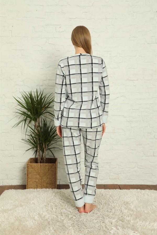 Moda Çizgi Polar Kadın Pijama Takımı