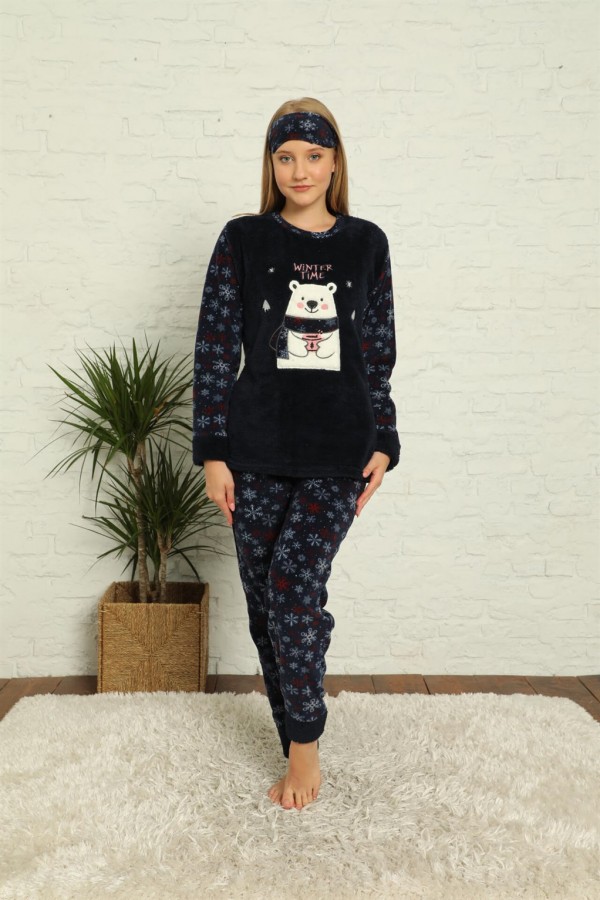 Moda Çizgi Polar Kadın Pijama Takımı