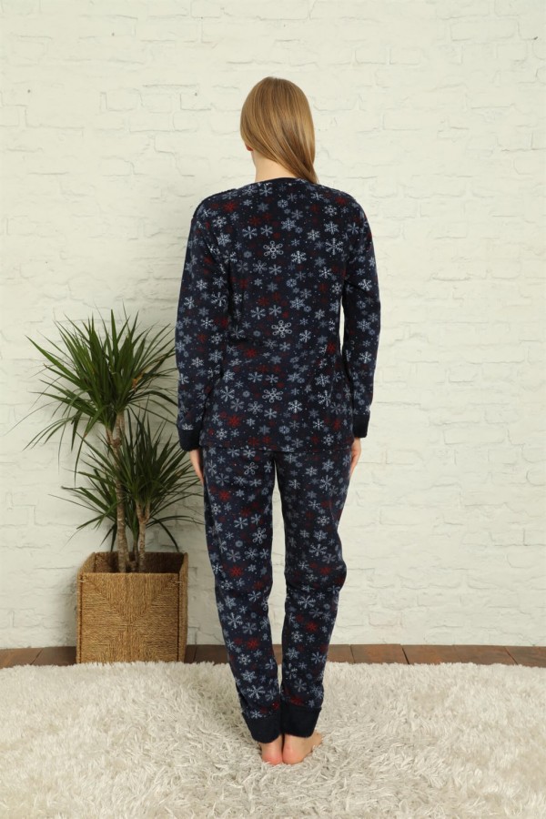 Moda Çizgi Polar Kadın Pijama Takımı