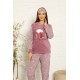 Moda Çizgi Welsoft Polar Kadın Manşetli Pijama Takımı 8442