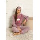 Moda Çizgi Welsoft Polar Kadın Manşetli Pijama Takımı 8442