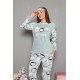 Moda Çizgi Welsoft Polar Kadın Manşetli Pijama Takımı 8448