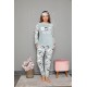 Moda Çizgi Welsoft Polar Kadın Manşetli Pijama Takımı 8448