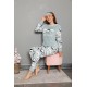 Moda Çizgi Welsoft Polar Kadın Manşetli Pijama Takımı 8448