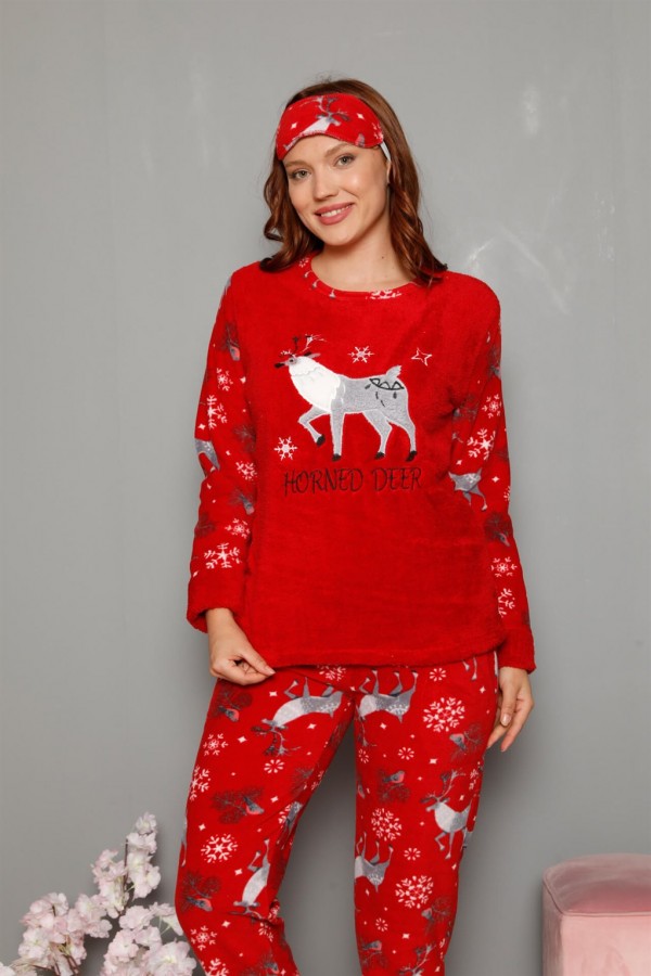 Moda Çizgi Polar Kadın Pijama Takımı