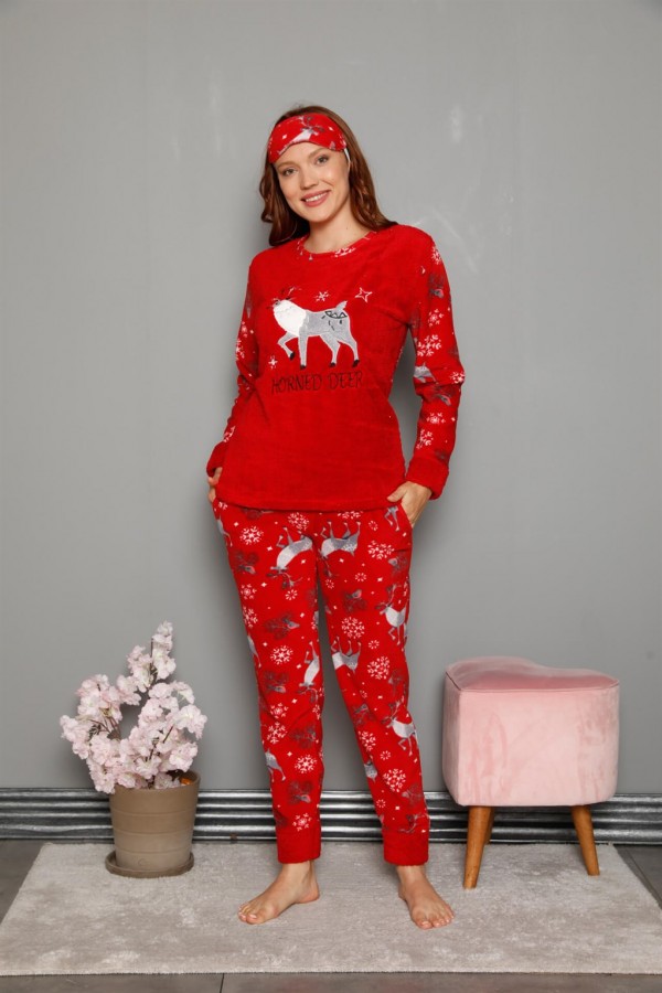 Moda Çizgi Polar Kadın Pijama Takımı