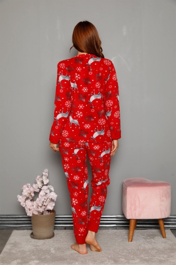 Moda Çizgi Polar Kadın Pijama Takımı