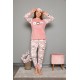 Moda Çizgi Polar Kadın Pijama Takımı