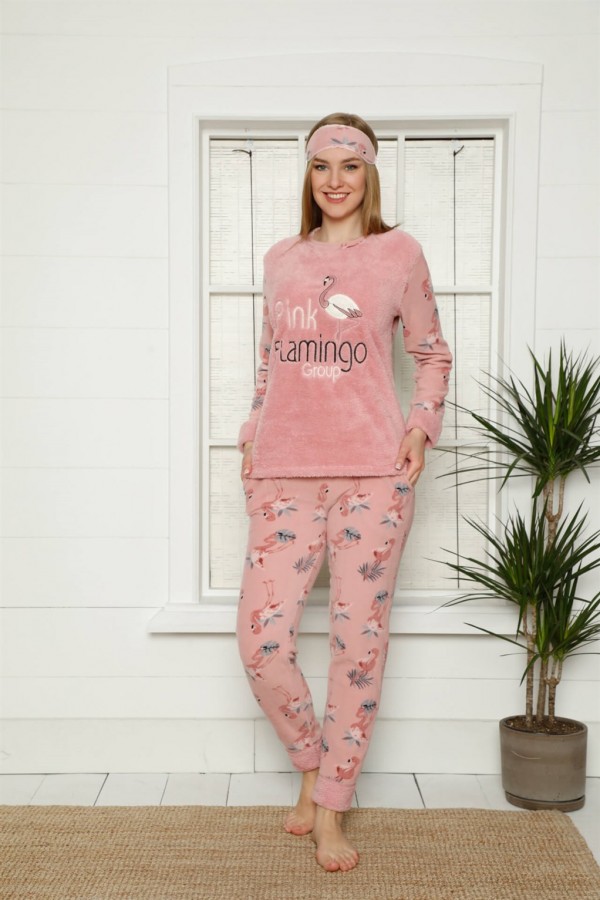 Moda Çizgi Polar Kadın Pijama Takımı