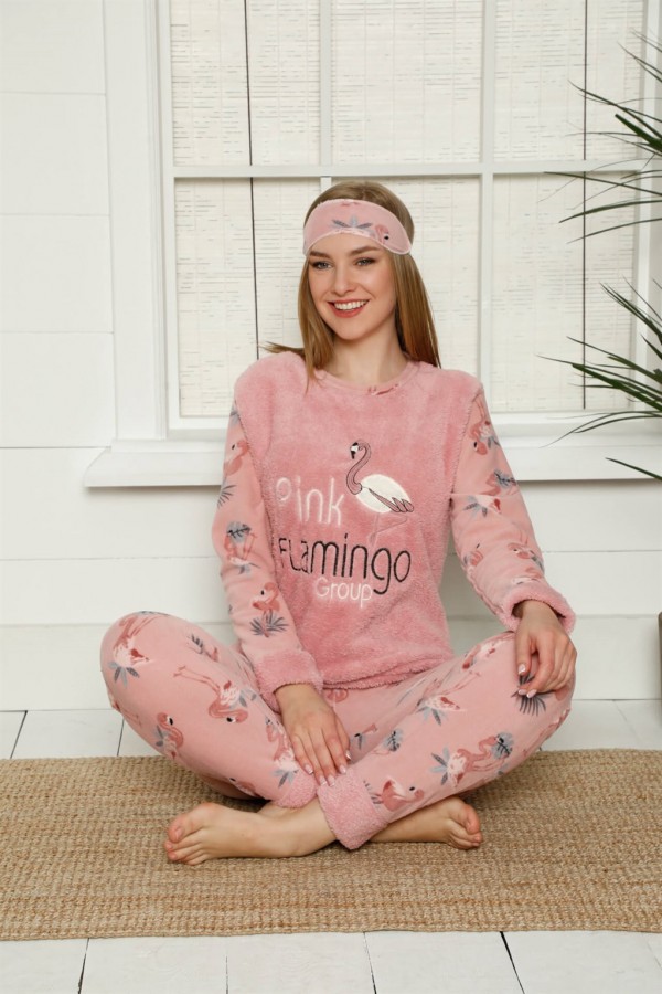 Moda Çizgi Polar Kadın Pijama Takımı