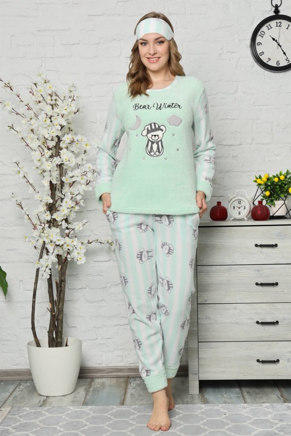 Moda Çizgi Welsoft Polar Kadın Pijama Takımı 8067
