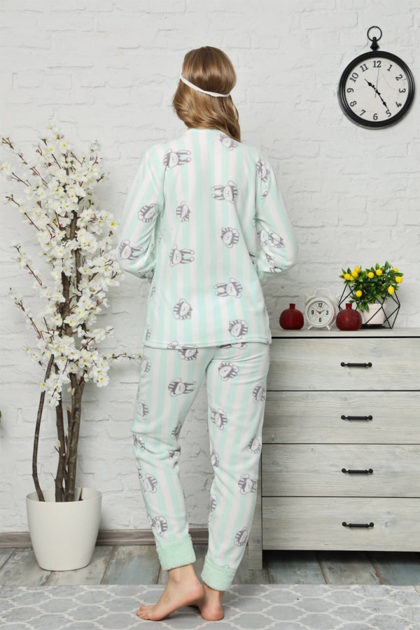 Moda Çizgi Welsoft Polar Kadın Pijama Takımı 8067