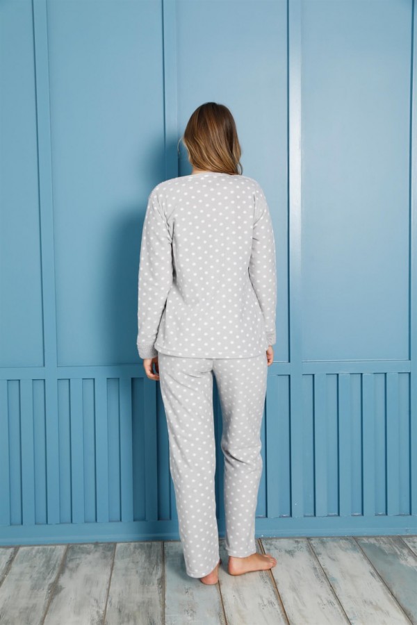 Moda Çizgi Polar Kadın Pijama Takımı