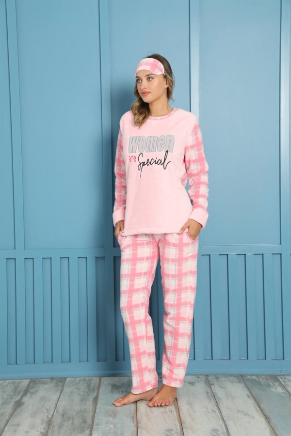 Moda Çizgi Polar Kadın Pijama Takımı