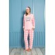 Moda Çizgi Polar Kadın Pijama Takımı