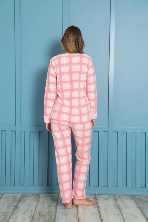 Moda Çizgi Polar Kadın Pijama Takımı