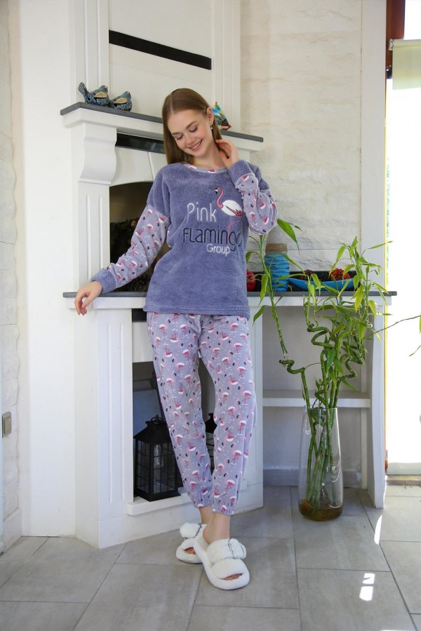 Moda Çizgi Welsoft Polar Kadın Pijama Takımı 8506